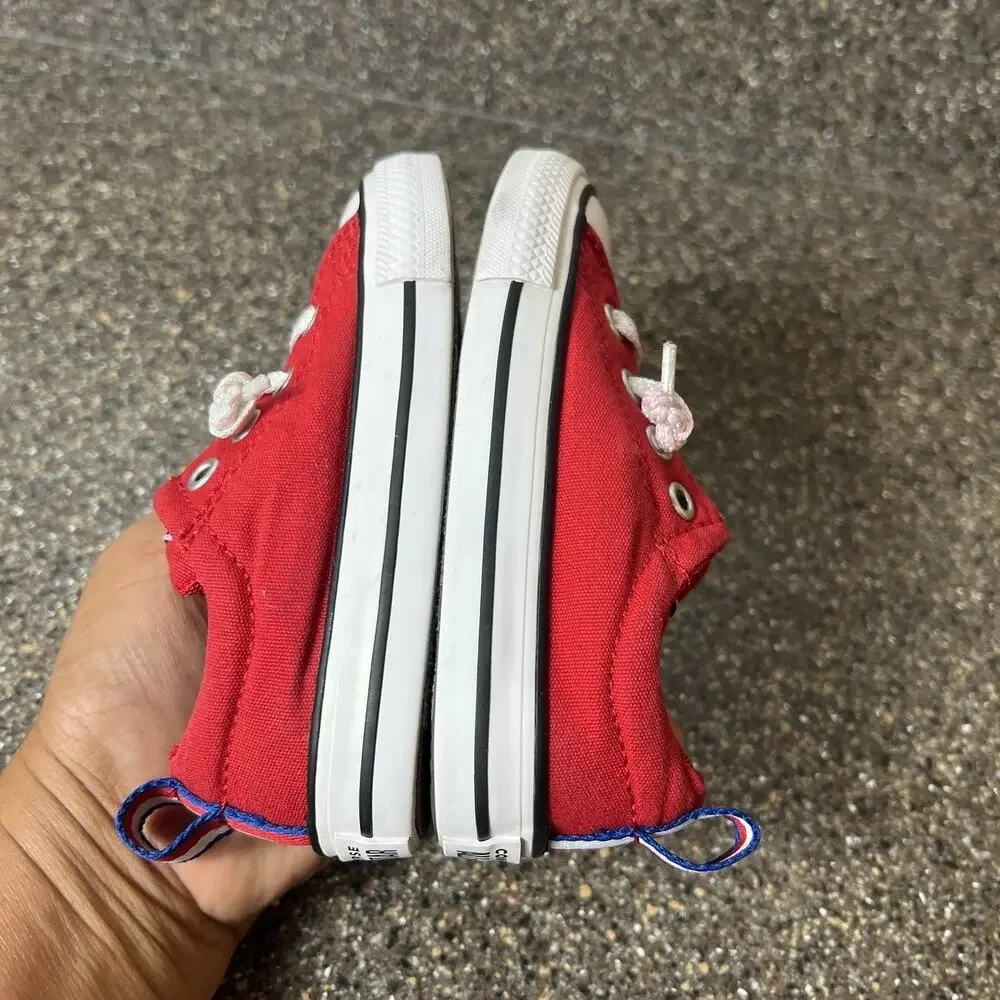 Converse All Star Kids Toddler Infant 6 Red Canvas Sneaker Slip On Low Top Shoes